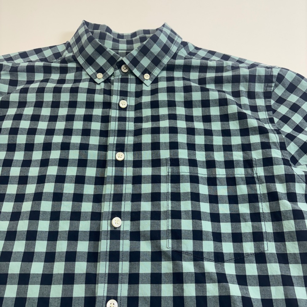 Goodfellow & Co Mens Large Northrop Shirt Blue Gingham Check Short Sleeve - Picture 4 of 13